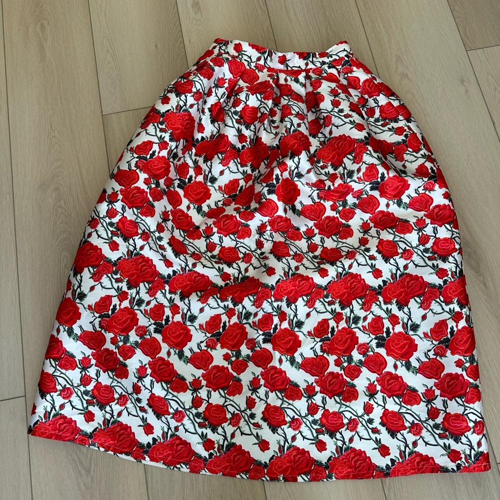 Floral Red and White Skirt